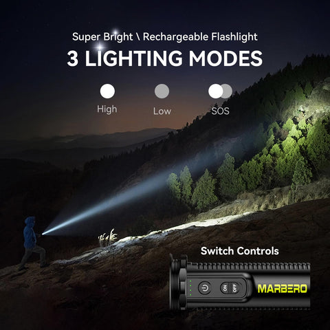 MARBERO Winter Storm flashlight side view highlighting sturdy build for emergencies