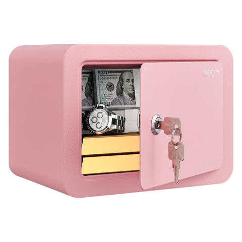 Marcree pink small safe exterior front view for discreet home placement.