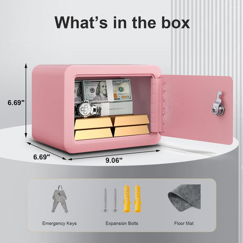 Marcree pink small safe interior dimensions showing usable storage space.