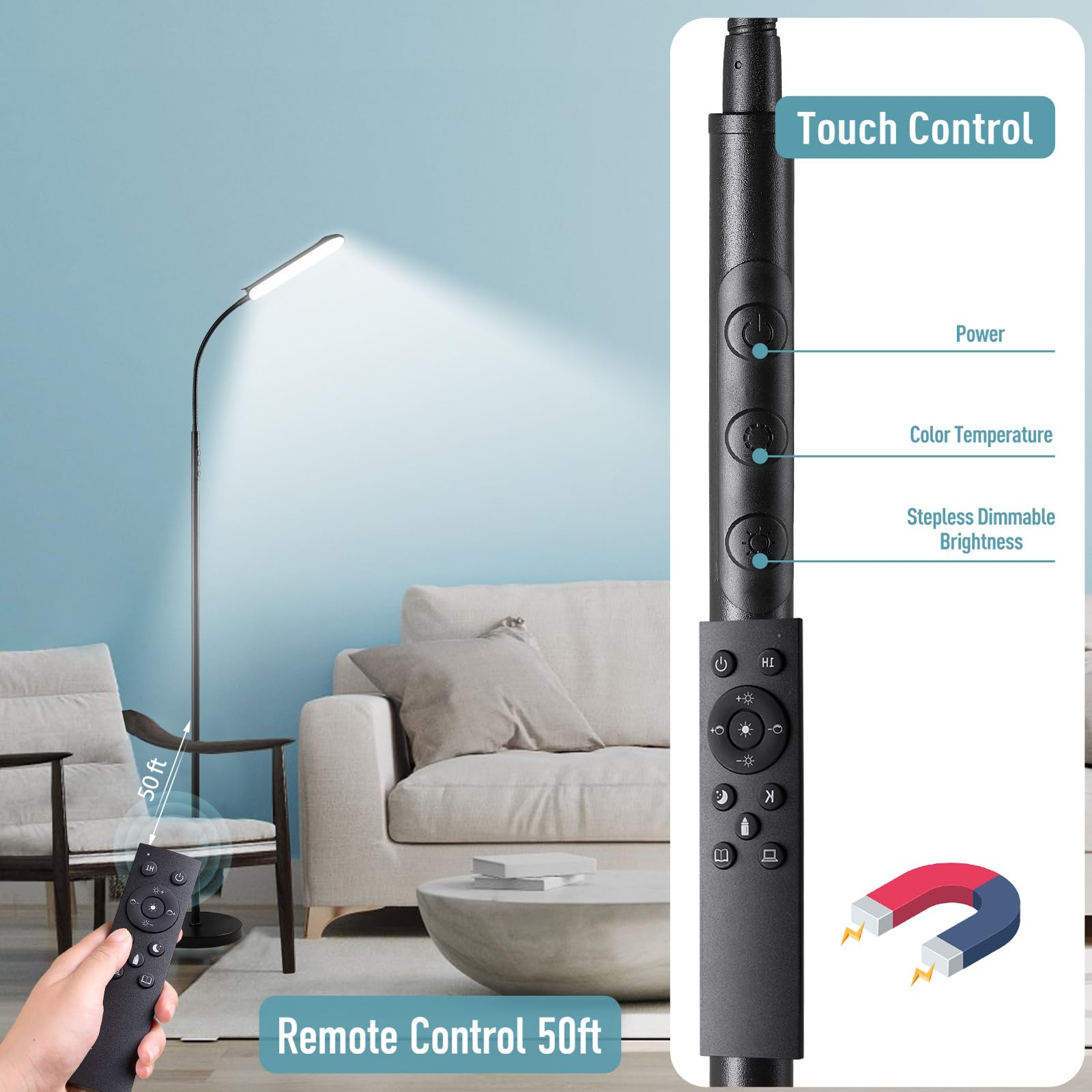 Marctronic floor lamp 2-pack living room setup adds bright ambience