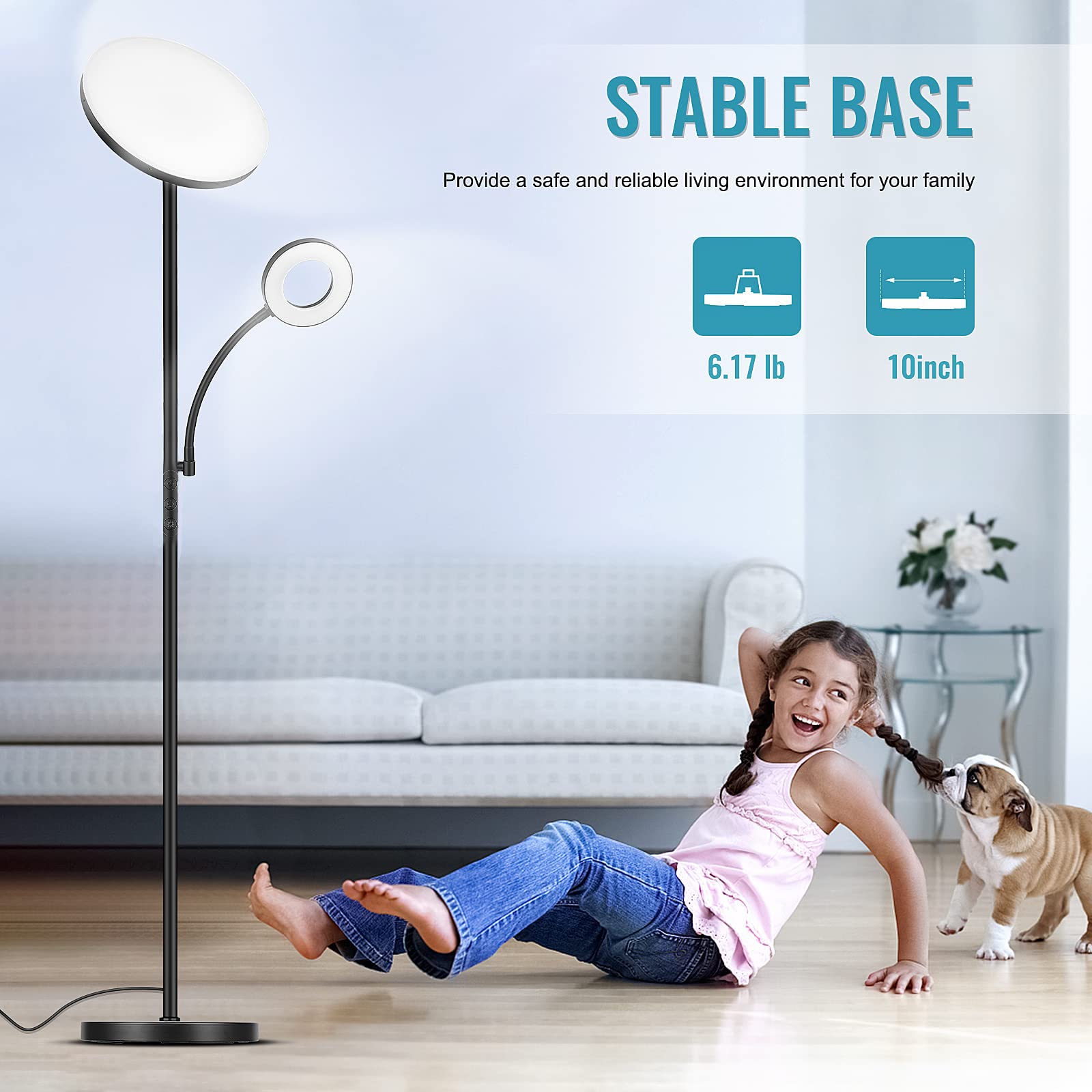 Marctronic floor lamp is energy efficient with long-lasting LEDs.