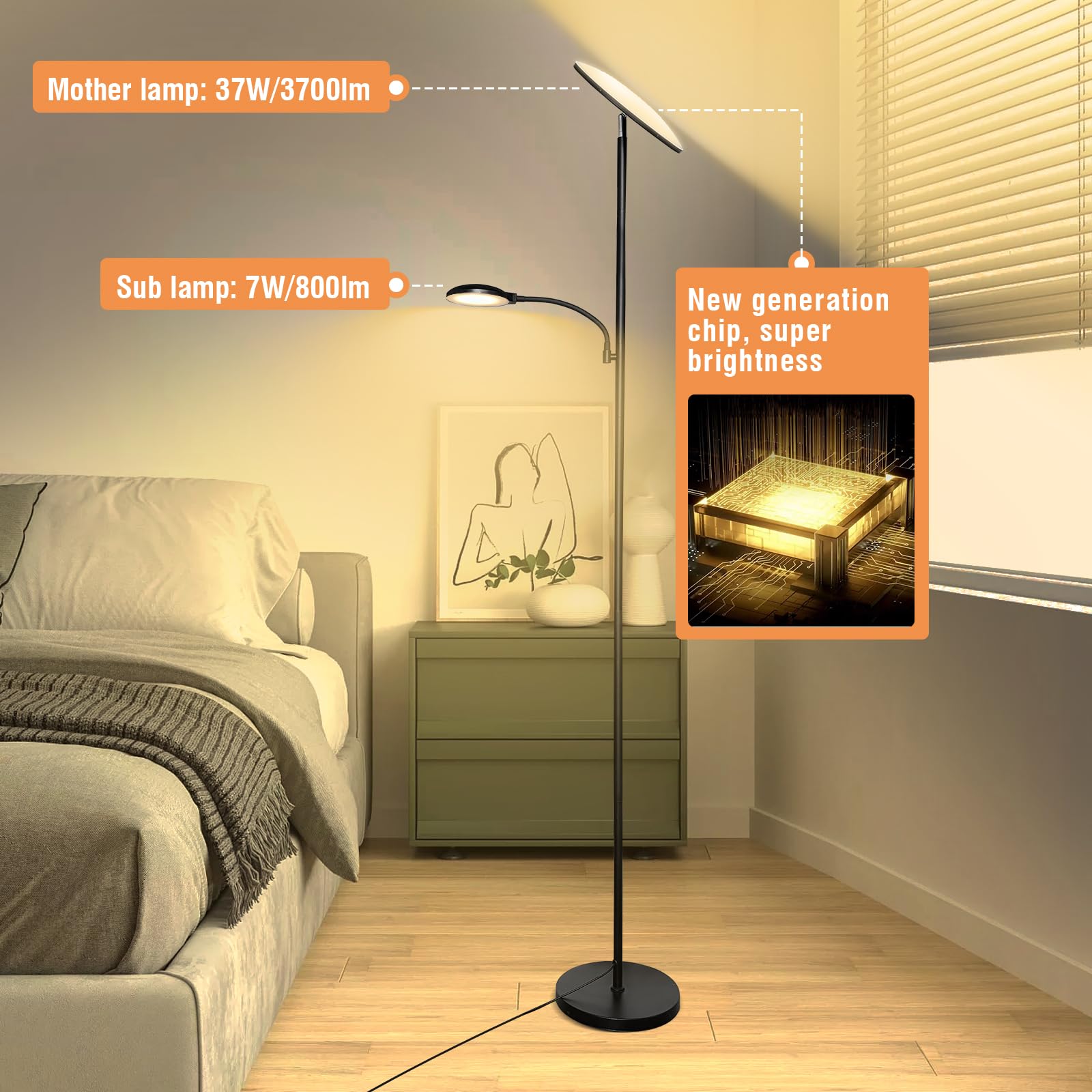 Marctronic Floor Lamp bendable reading light for focused tasks.
