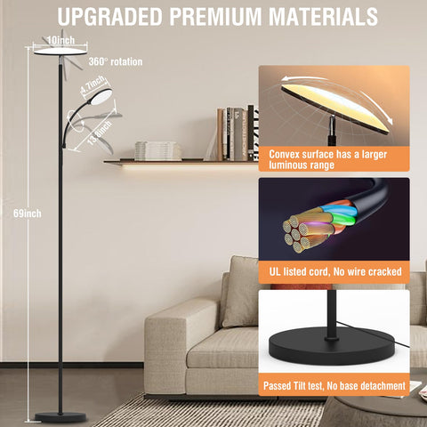 Marctronic Floor Lamp safety certified with a stable base.