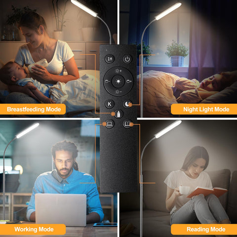 Marctronic grey LED floor lamp with smart plug compatibility for voice friendly control