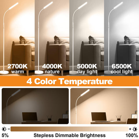 Marctronic white floor lamp 360-degree head for versatile lighting angles