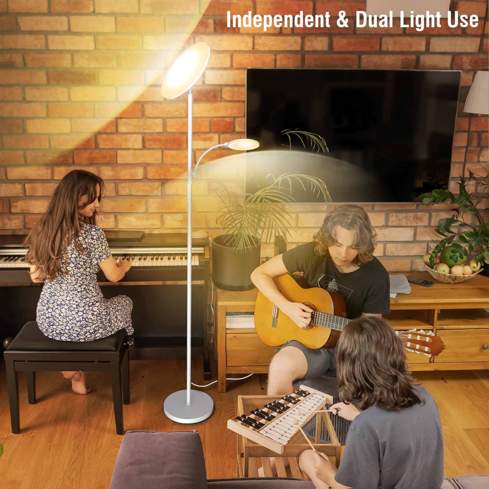 Marctronic white floor lamp easy tool-free assembly in minutes.