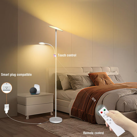 Marctronic white floor lamp dimmable feature lets you adjust mood lighting.