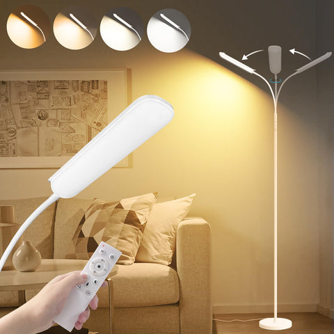 Marctronic white floor lamp front view emits bright 1800lm for living rooms