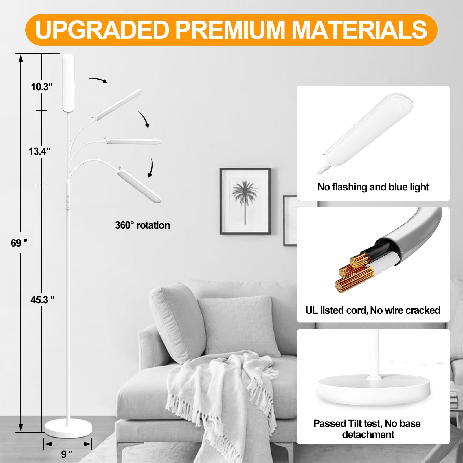 Marctronic white floor lamp remote control for effortless adjustments