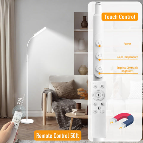 Marctronic white floor lamp sturdy base ensures stability during movement