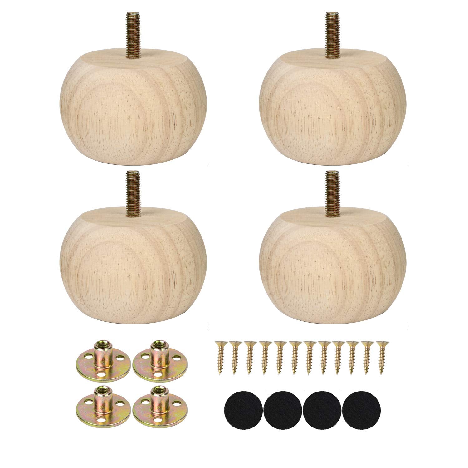 Maricome 2in bun feet in solid wood with predrilled M8 bolt for easy upgrades.