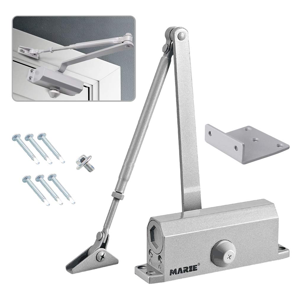 Marie automatic door closer front view for compact residential doors with smooth action
