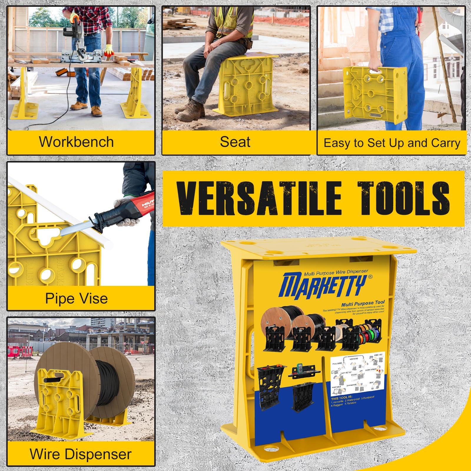 Marketty cable spool caddy portable design aids worksite organization.