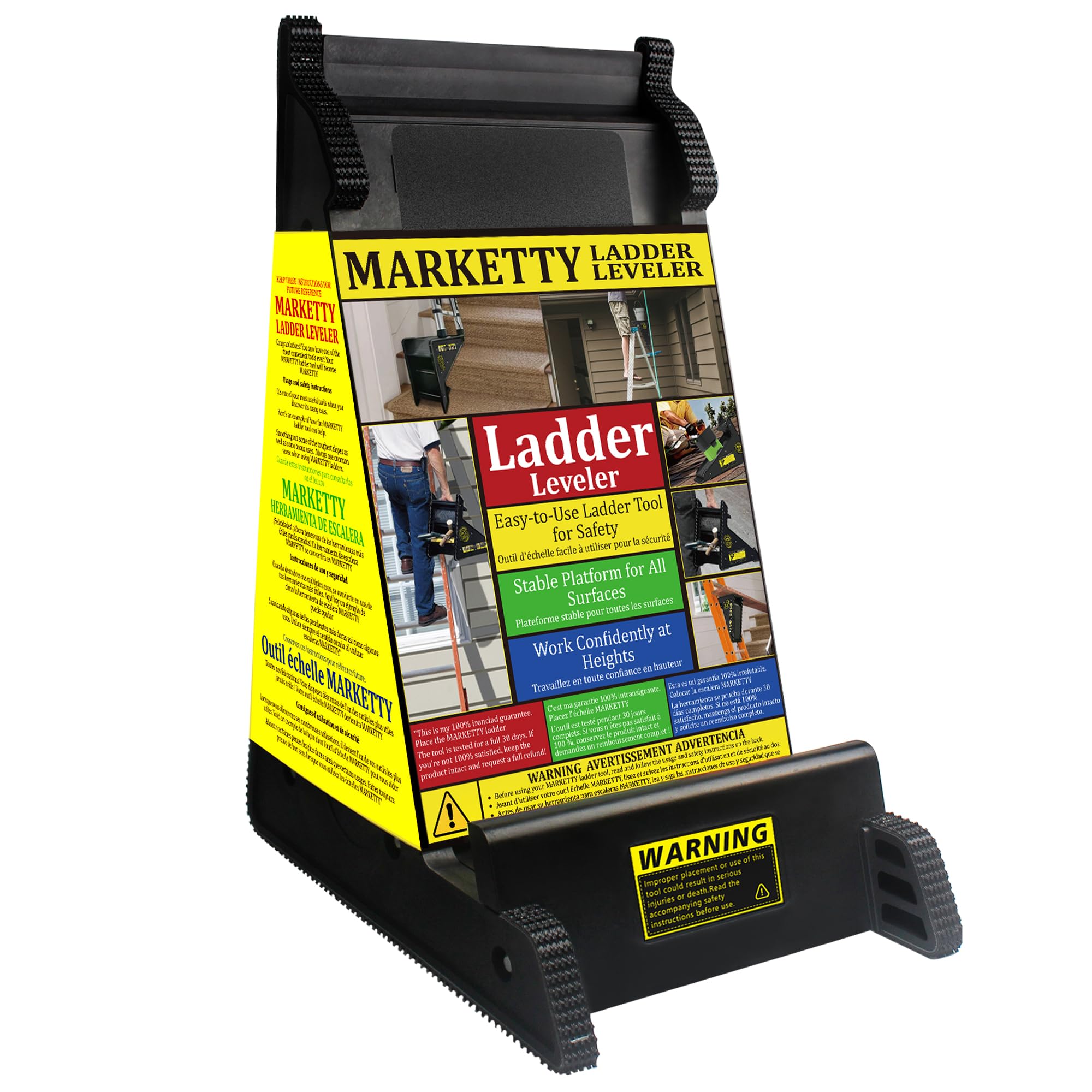 MARKETTY Ladder Leveler on stairs delivers triangle stability and secure non-slip contact.