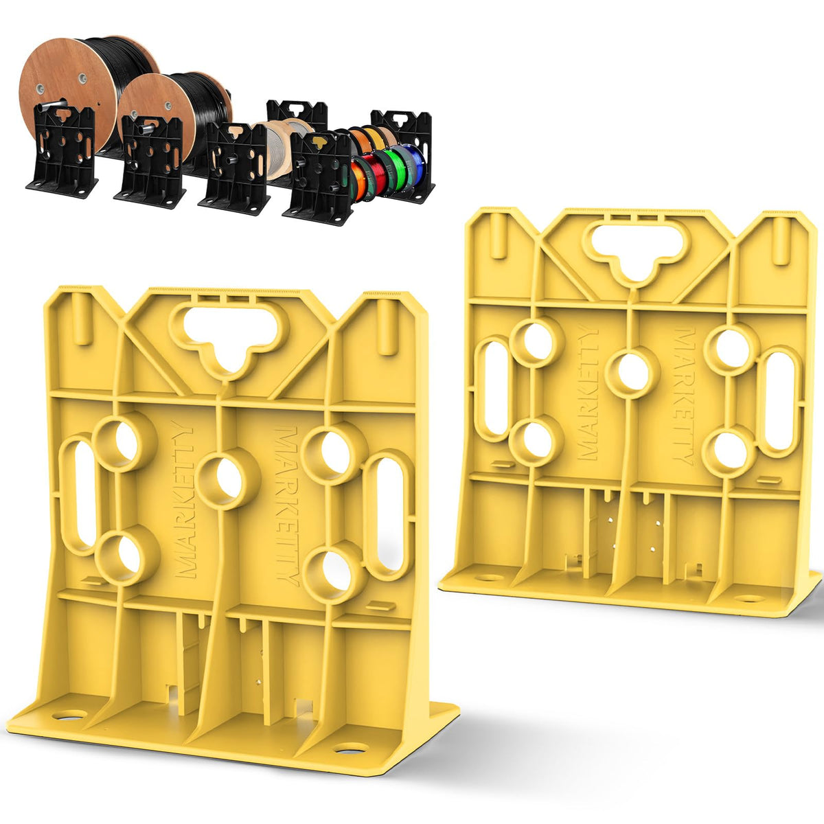 Marketty wire dispenser assembly keeps cables organized for quick pulls.