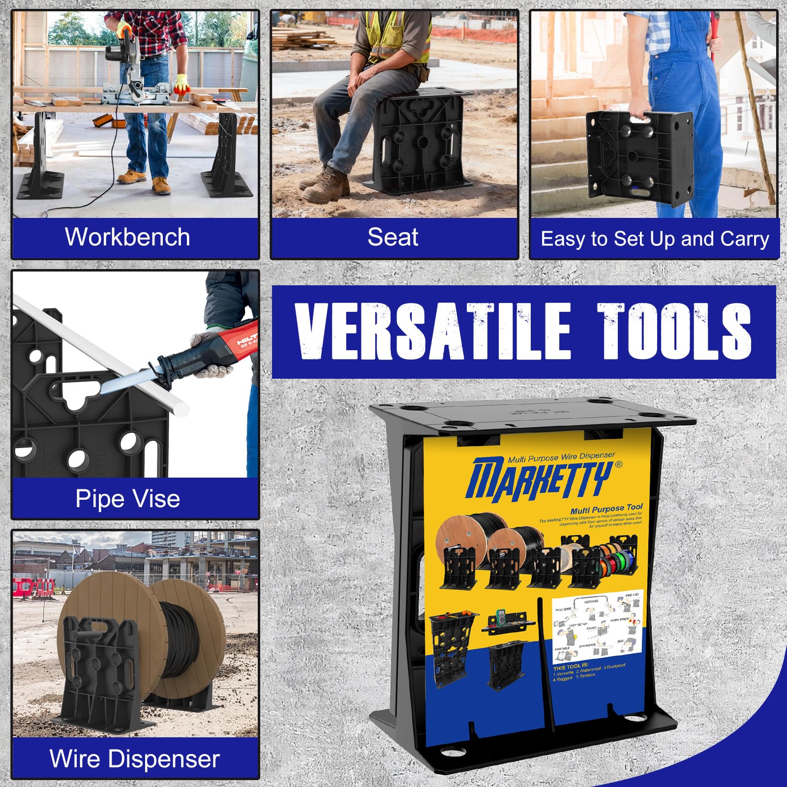 MARKETTY portable dispenser on van shelf supports organized wiring on the go.