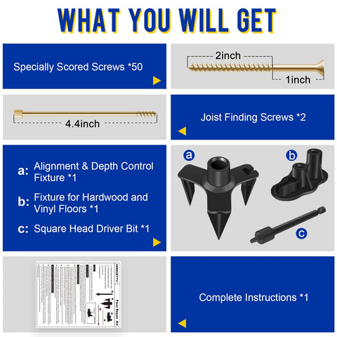 Marketty tools set arranged for precise joist alignment