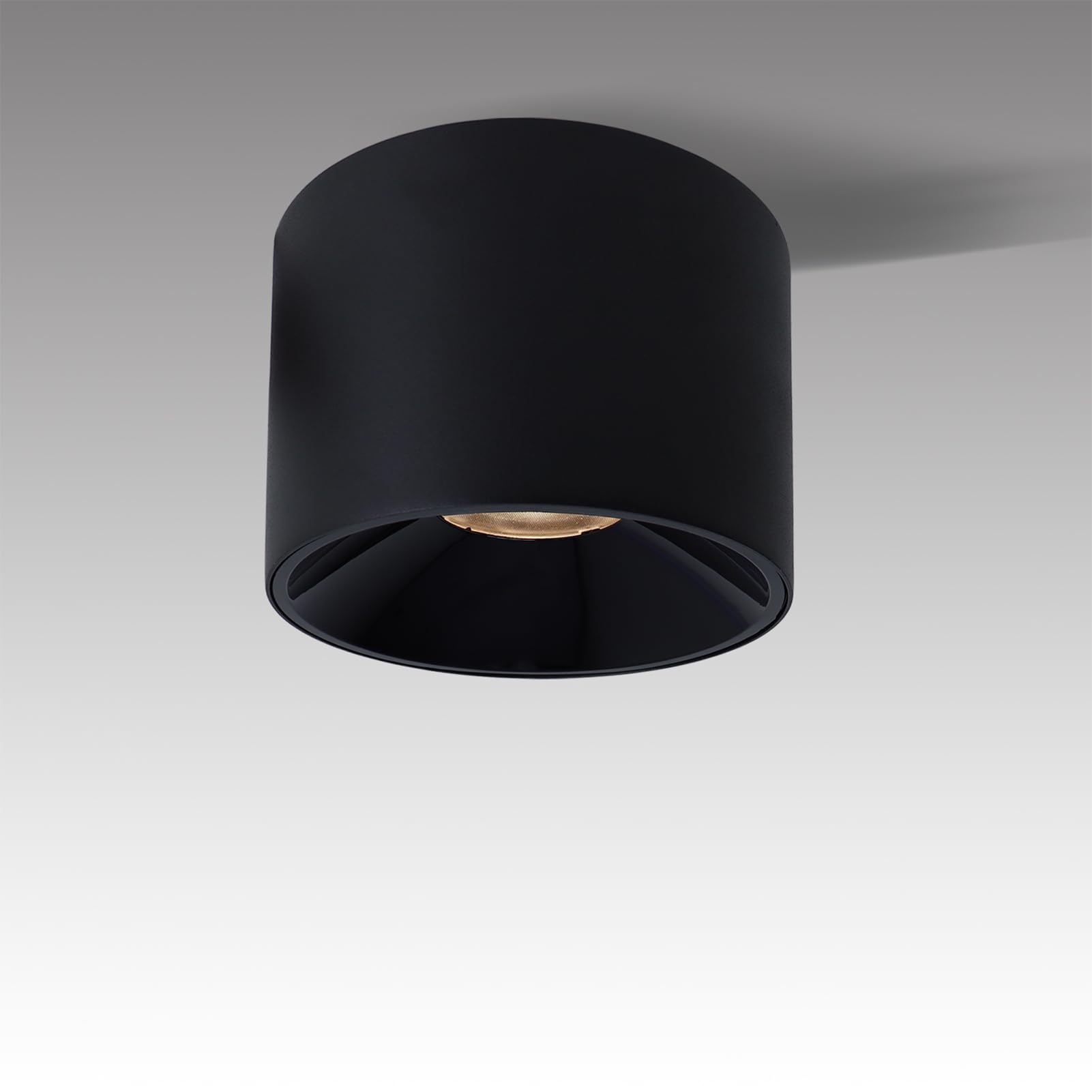 Marknice LED dimmable ceiling spot light with matte black finish provides focused downlight.