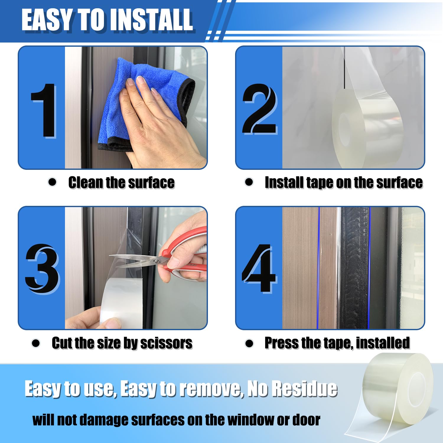 Marlaaiorg clear tape on window highlights unobtrusive insulation.