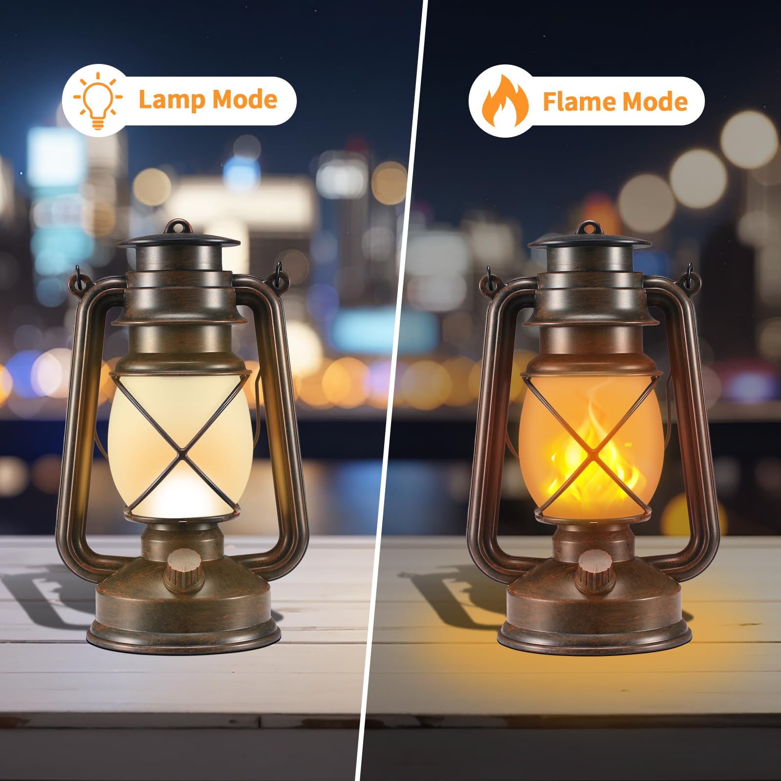 Marlrin vintage LED lantern glows warmly for garden path lighting