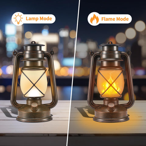 Marlrin vintage LED lantern glows warmly for garden path lighting
