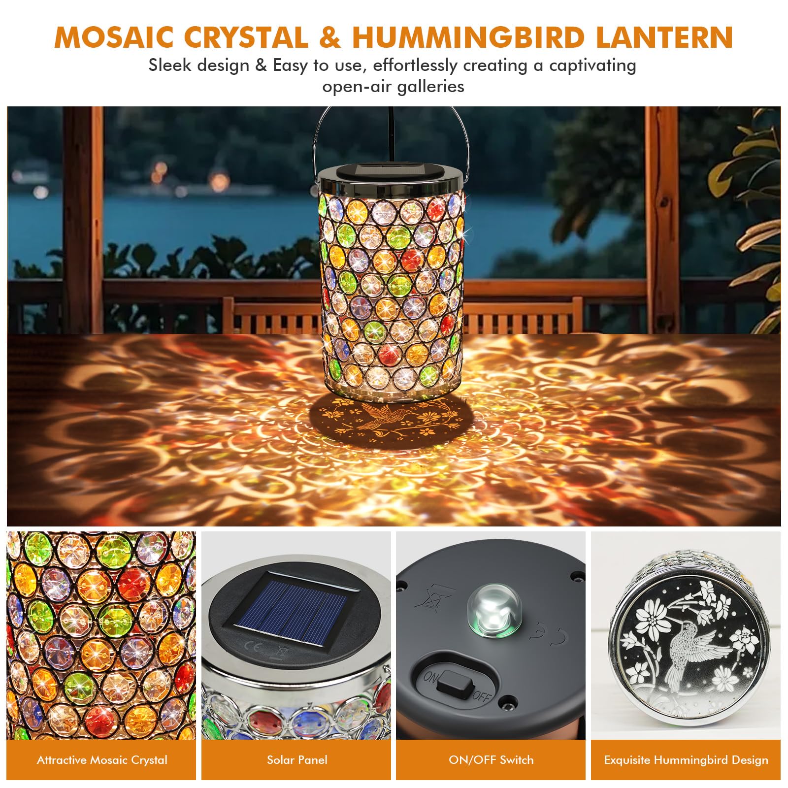 Maromamix hummingbird garden lantern adds artistic night ambiance.