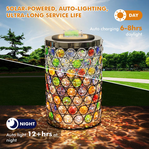 Maromamix solar-panel lantern with 8cm panel provides long dusk-to-dawn light.