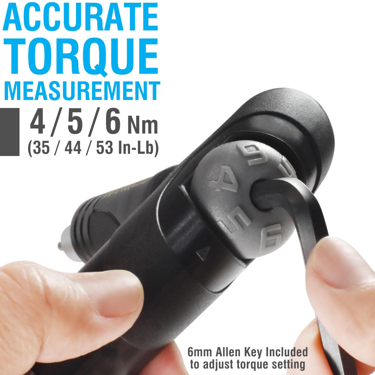 MARQUE torque wrench offers 4–6 Nm settings for safe component tightening.