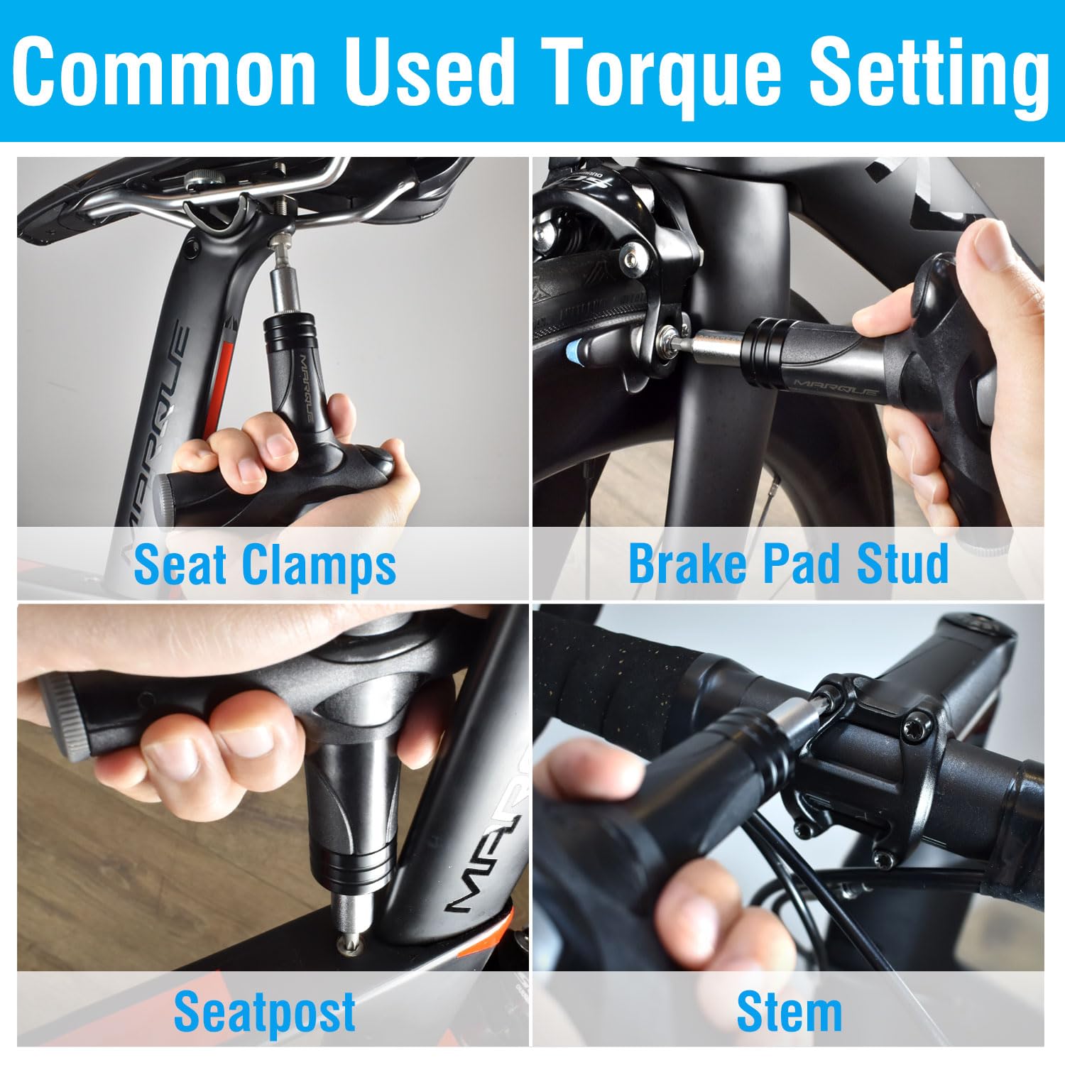 MARQUE ergonomic handle provides comfortable grip during long adjustments.