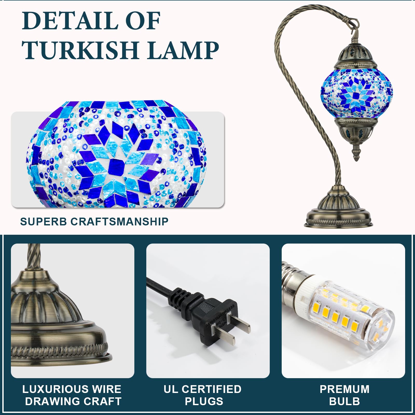 Marrakech LED bulb included for energy efficient warm illumination.