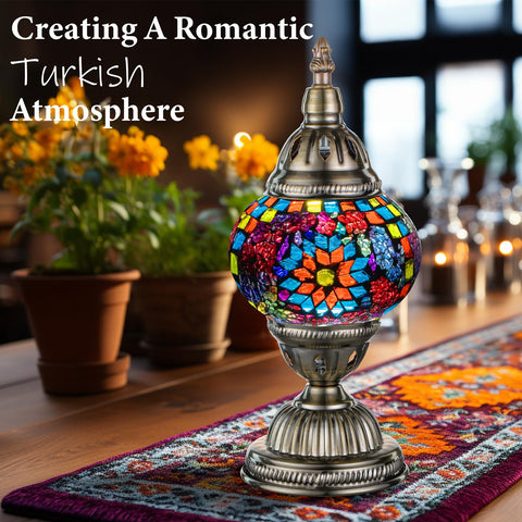 Marrakech mosaic lampshade with colorful glass creates vibrant, stylish glow.