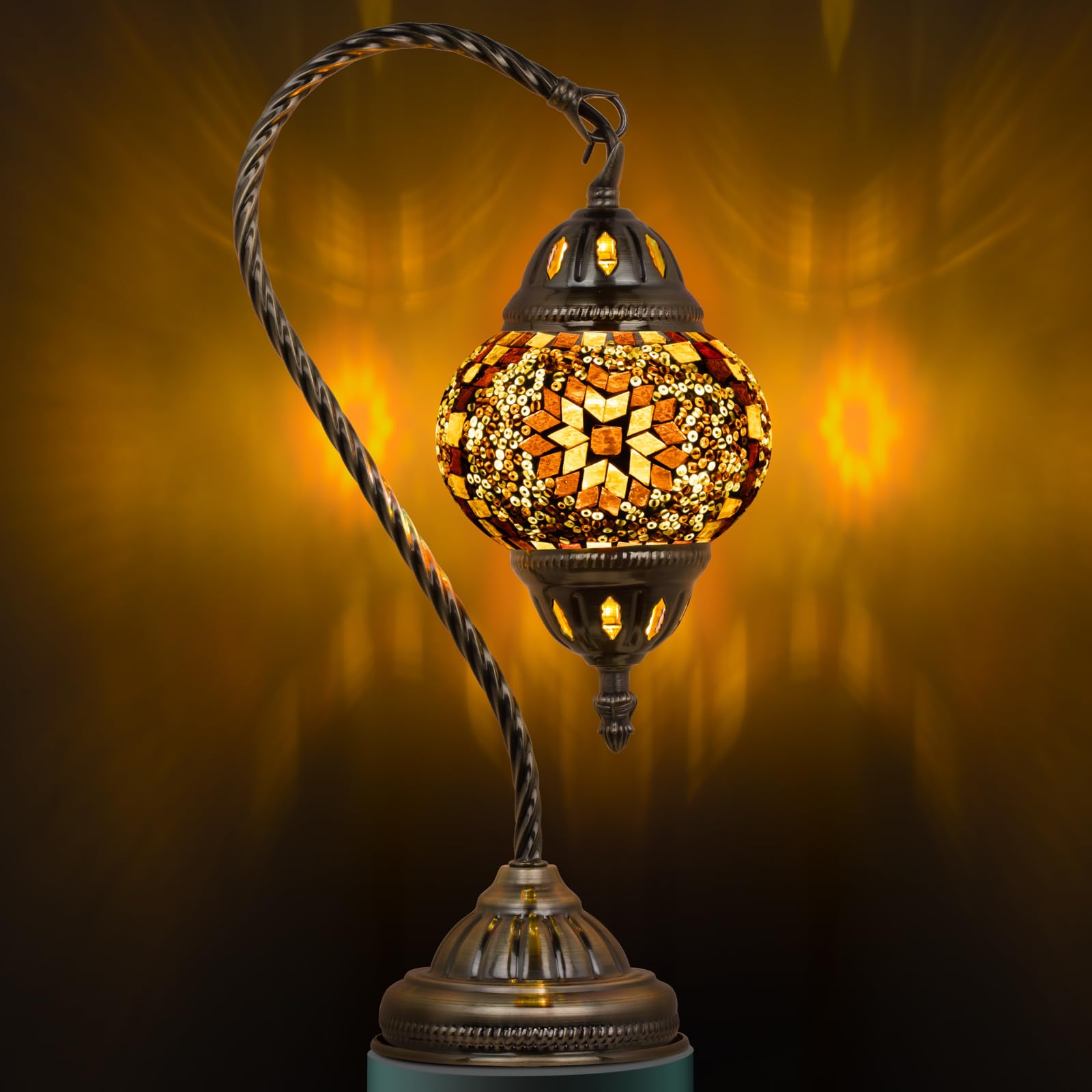 Marrakech Tiffany Lamp mosaic glass shade for warm living room ambiance