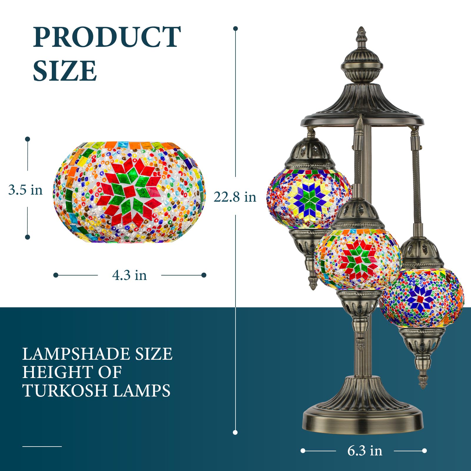 Marrakech 23-inch lamp height provides dramatic bedside glow
