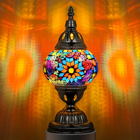 Marrakech Turkish table lamp with bronze base offering warm ambient lighting.
