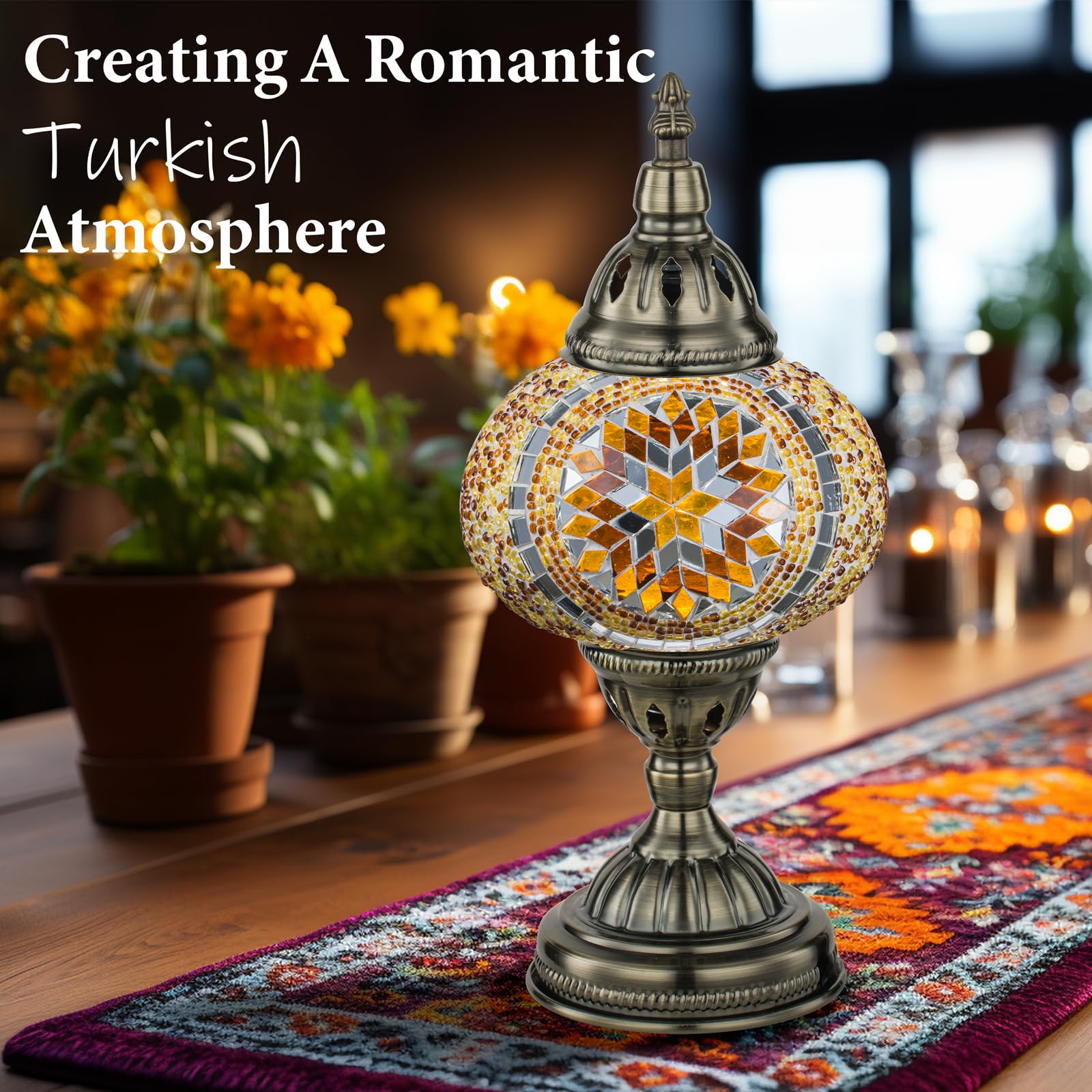 Marrakech Turkish Table Lamp with LED bulb included for effortless bedside lighting
