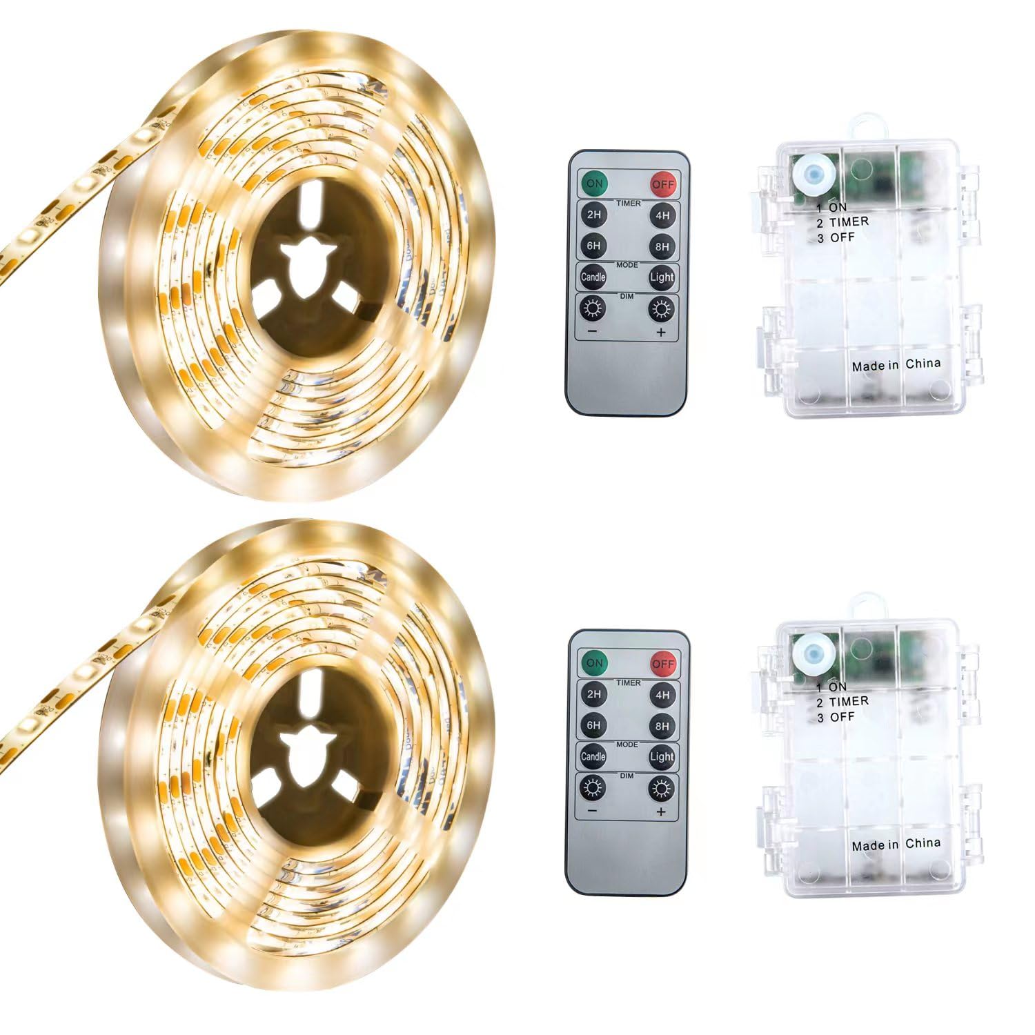 Marreal LED strip lights with remote control provide warm white ambiance over 13.2 ft.