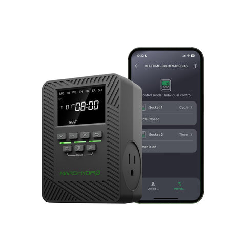 MARS HYDRO ITIME dual outlet display for precise scheduling at home