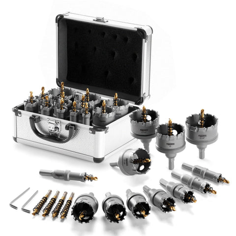 MARSBASE carbide hole saw kit in carry case for quick setup and portability.