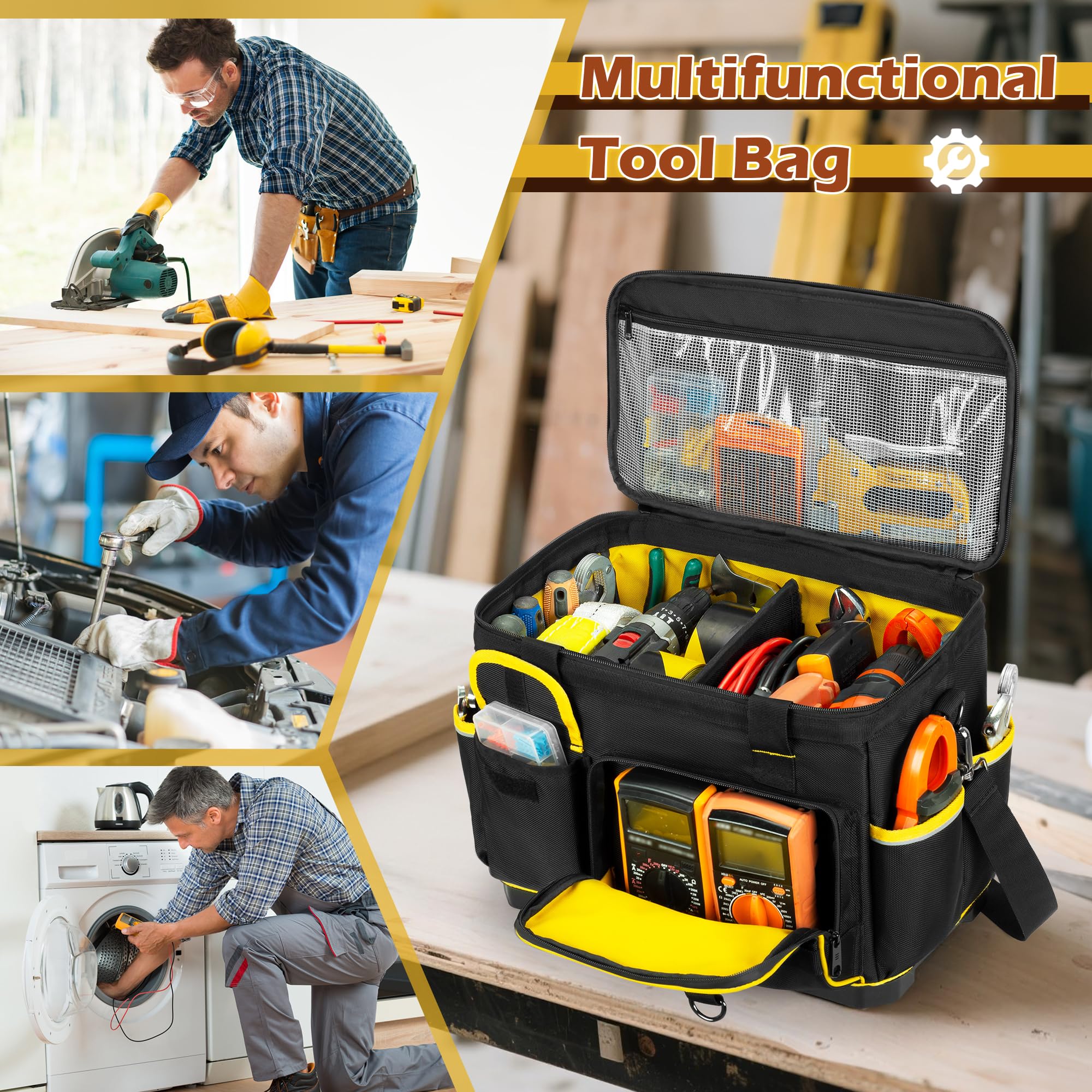 Marscamd 16-inch tool bag dimensions for compact workspace fit