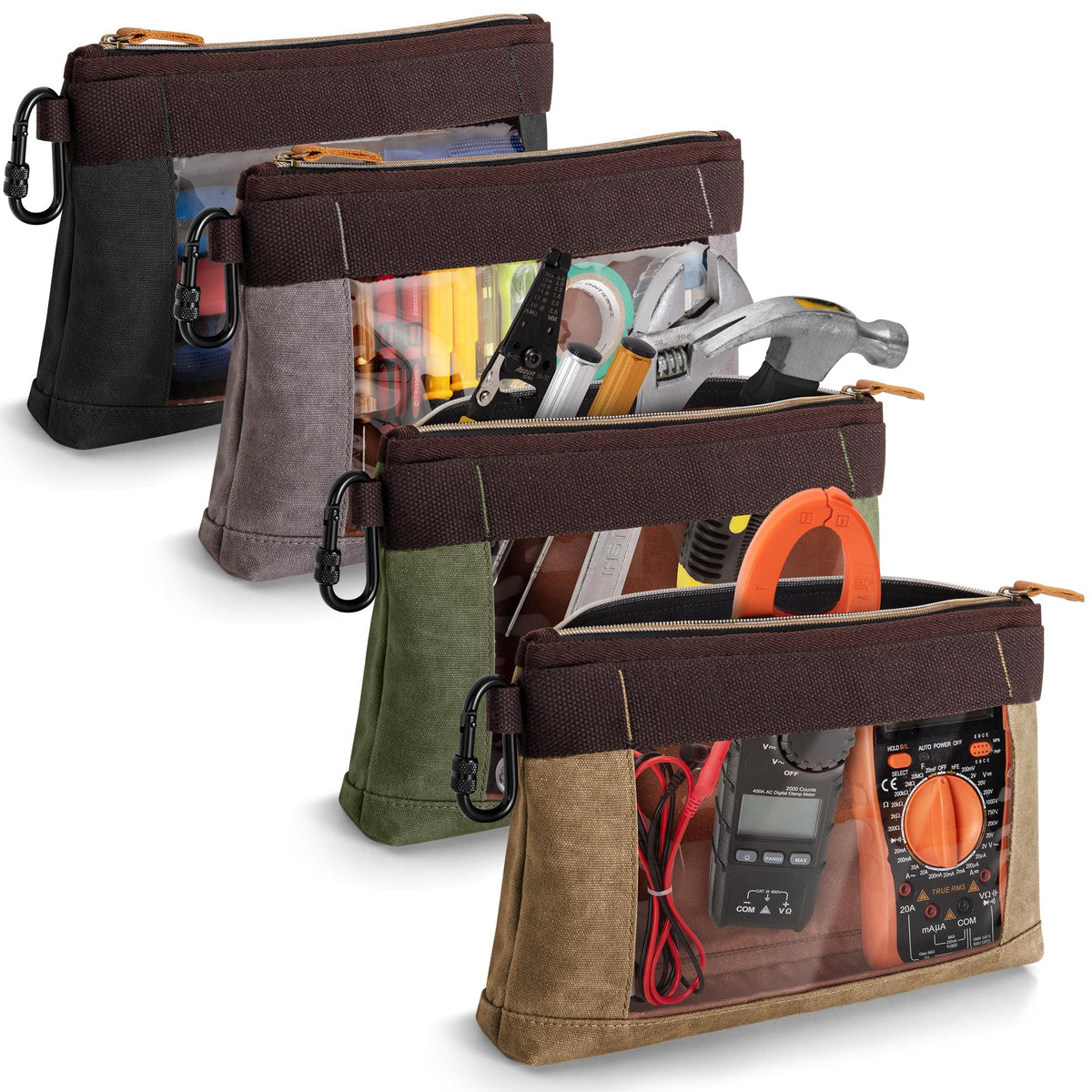 Marscamd 4Pack tool pouches with clear window for quick tool visibility