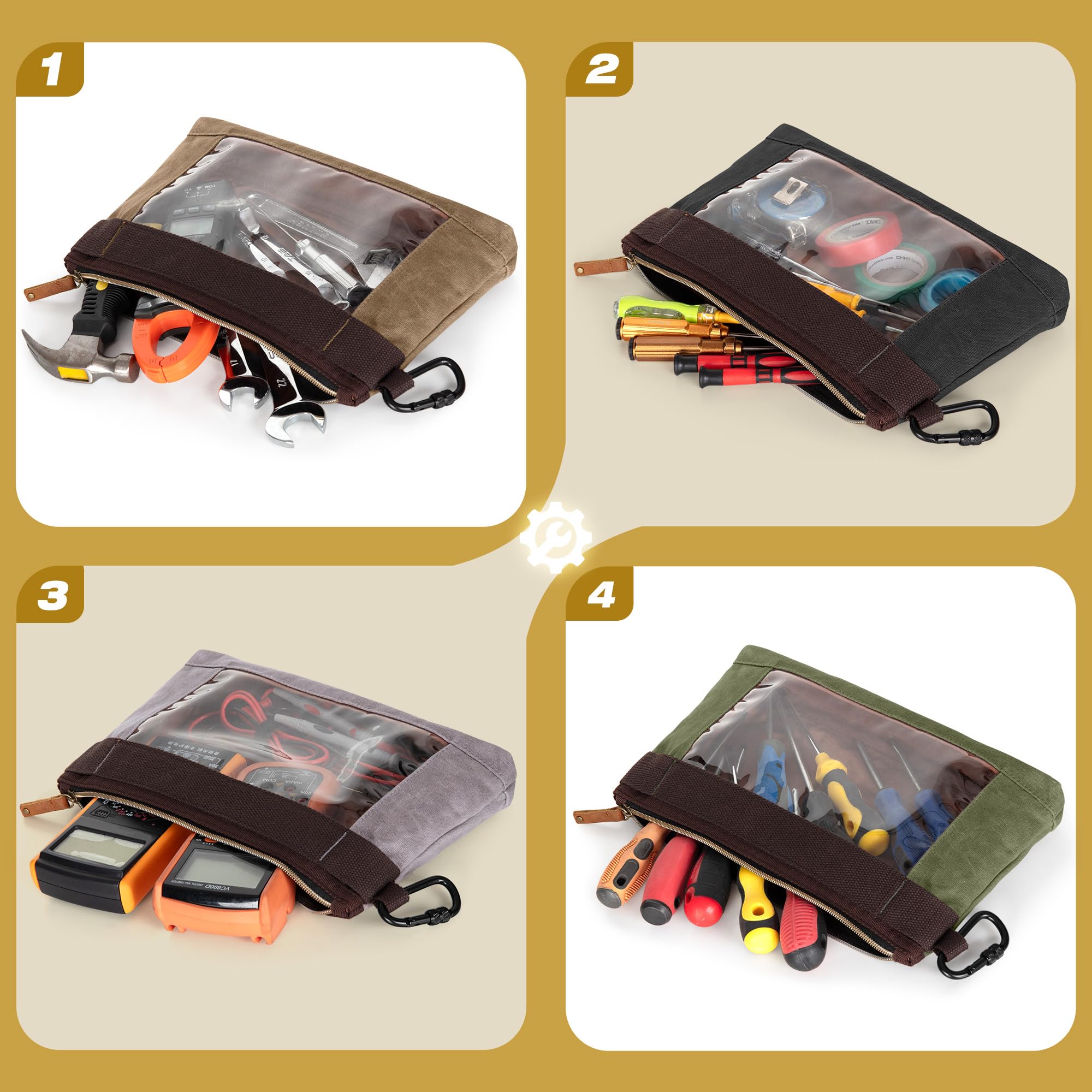 Marscamd green pouch with clear window lets you identify wrenches at a glance