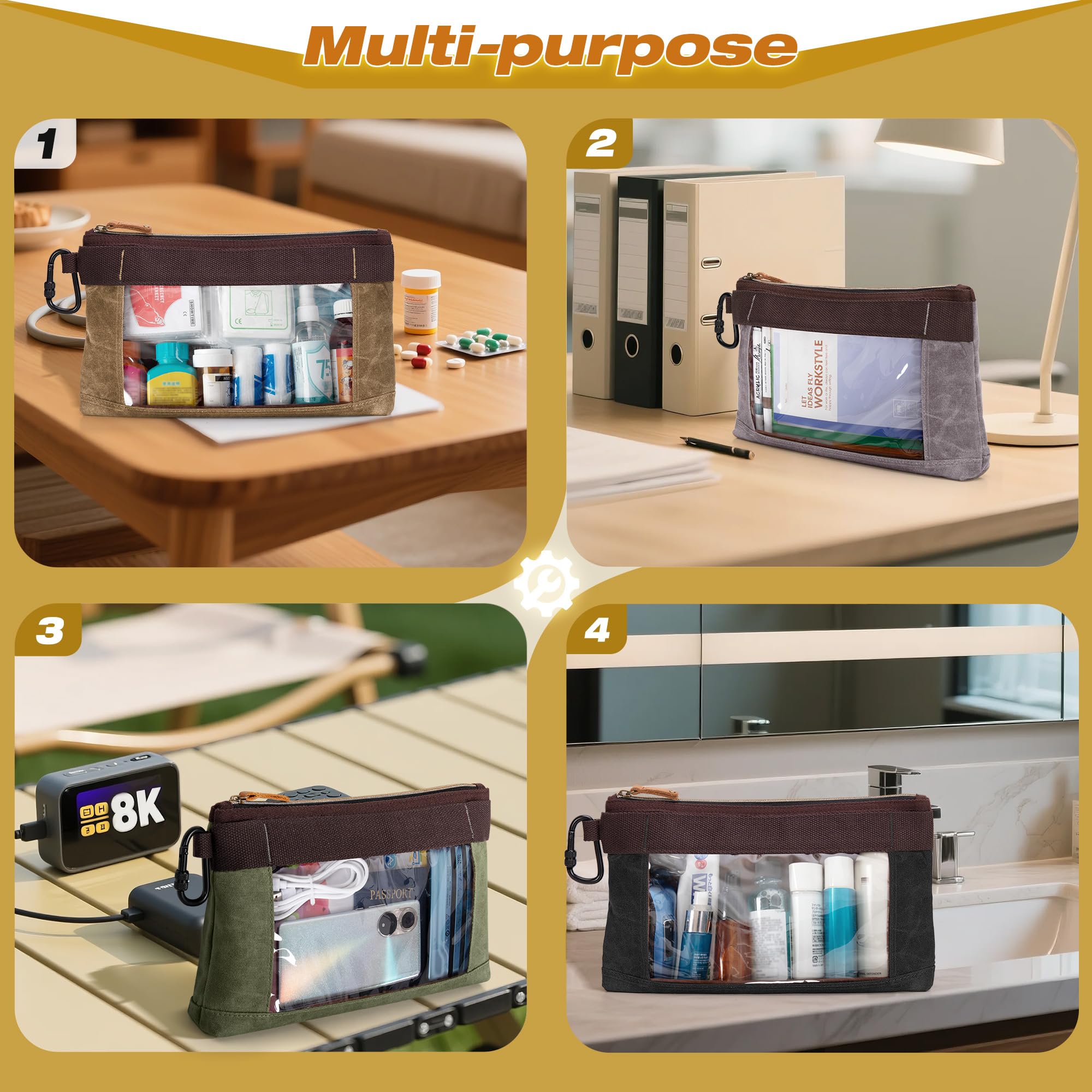 Marscamd khaki pouch with clear window helps identify small parts quickly