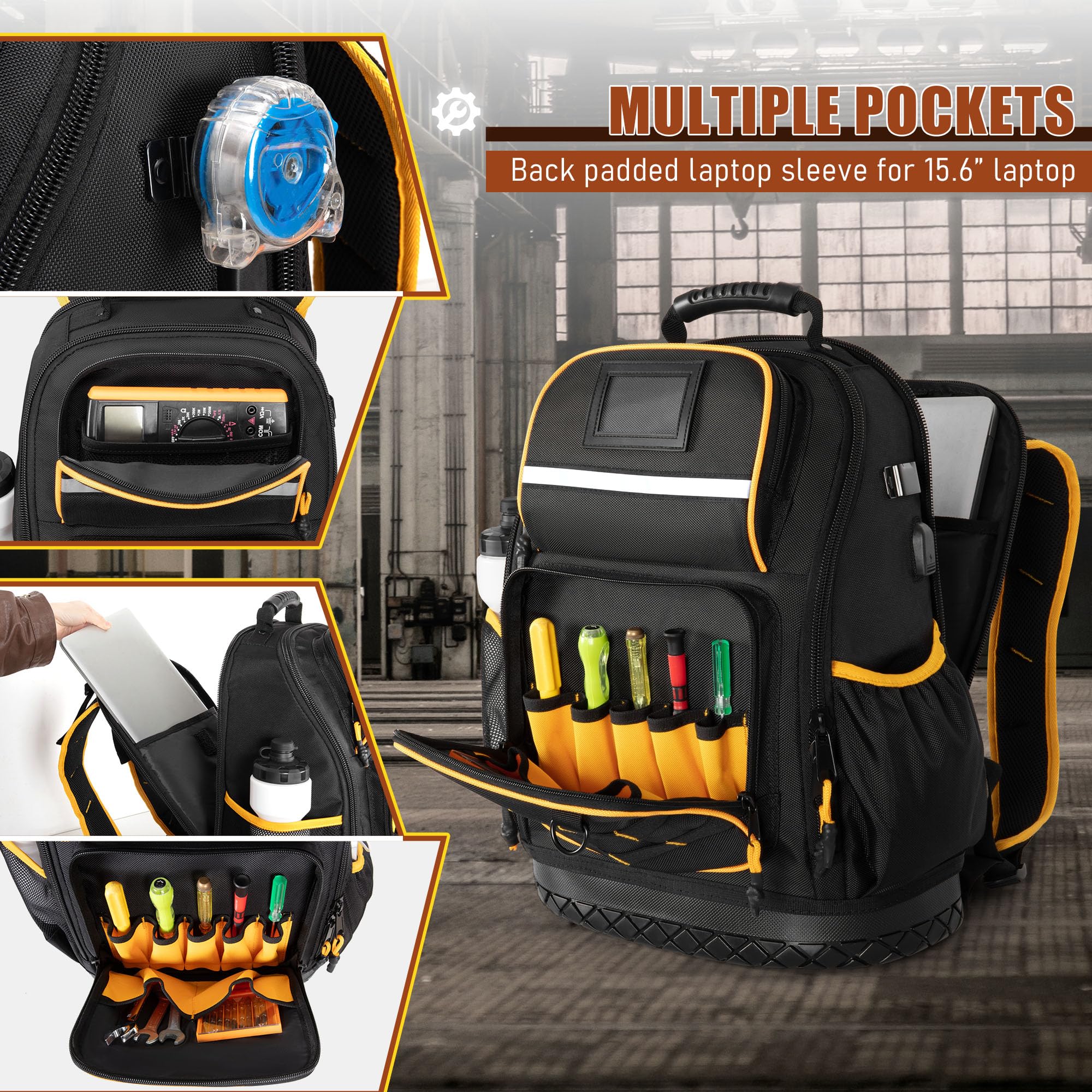 Marscamd backpack holds a 15.6-inch laptop securely.