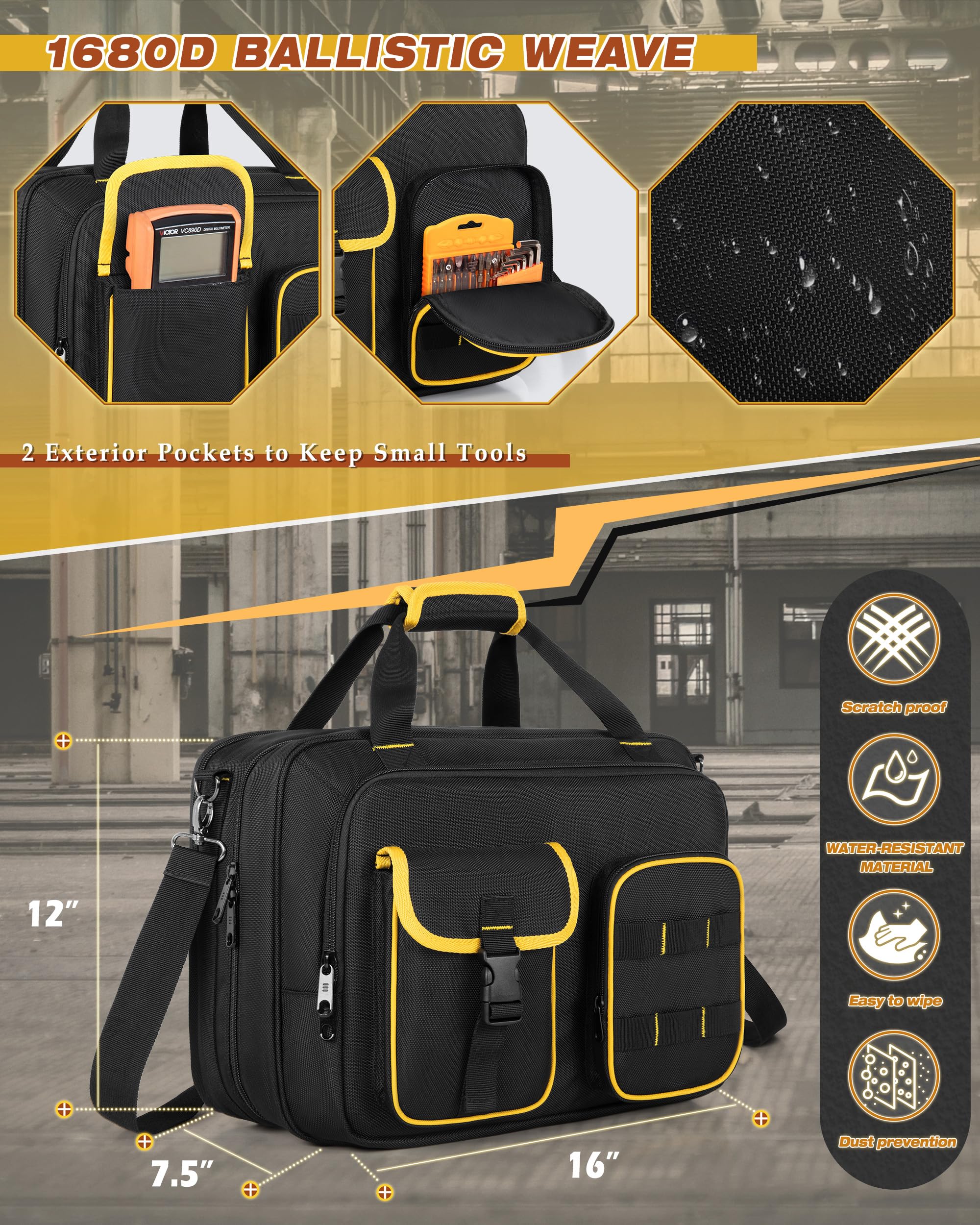 Marscamd Electrician Tool Bag exterior pockets provide quick access to small items