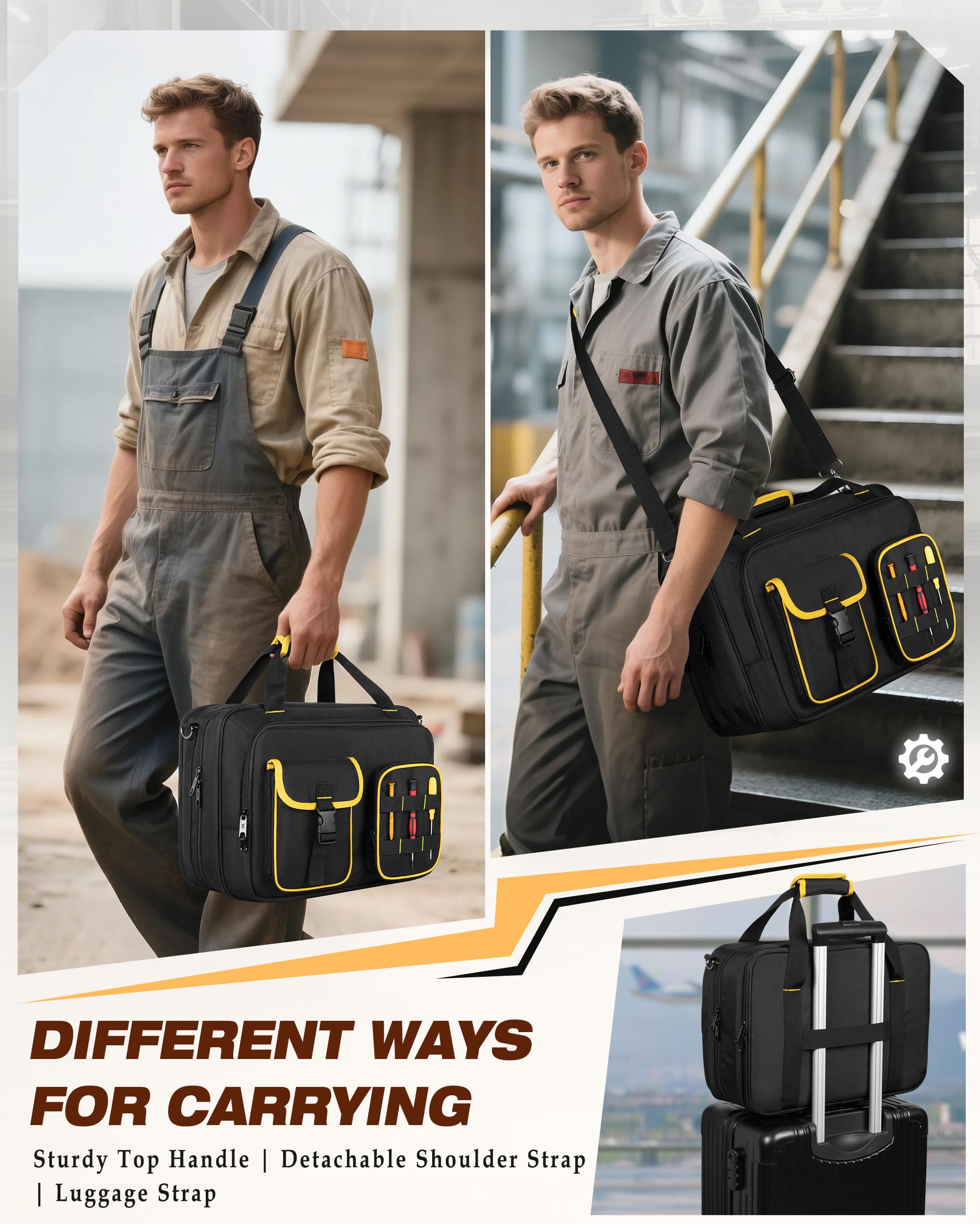 Marscamd Electrician Tool Bag detachable shoulder strap and top handle for carrying options