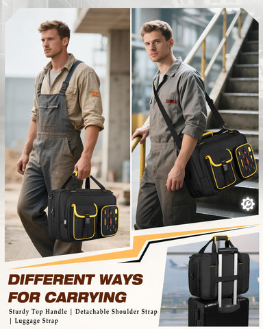Marscamd Electrician Tool Bag detachable shoulder strap and top handle for carrying options