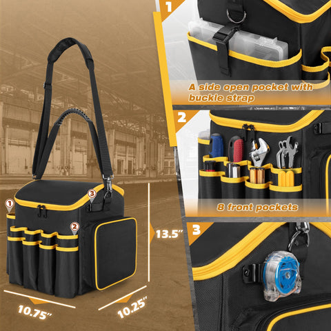 Marscamd tool bag front pockets organized for screwdrivers and wrenches