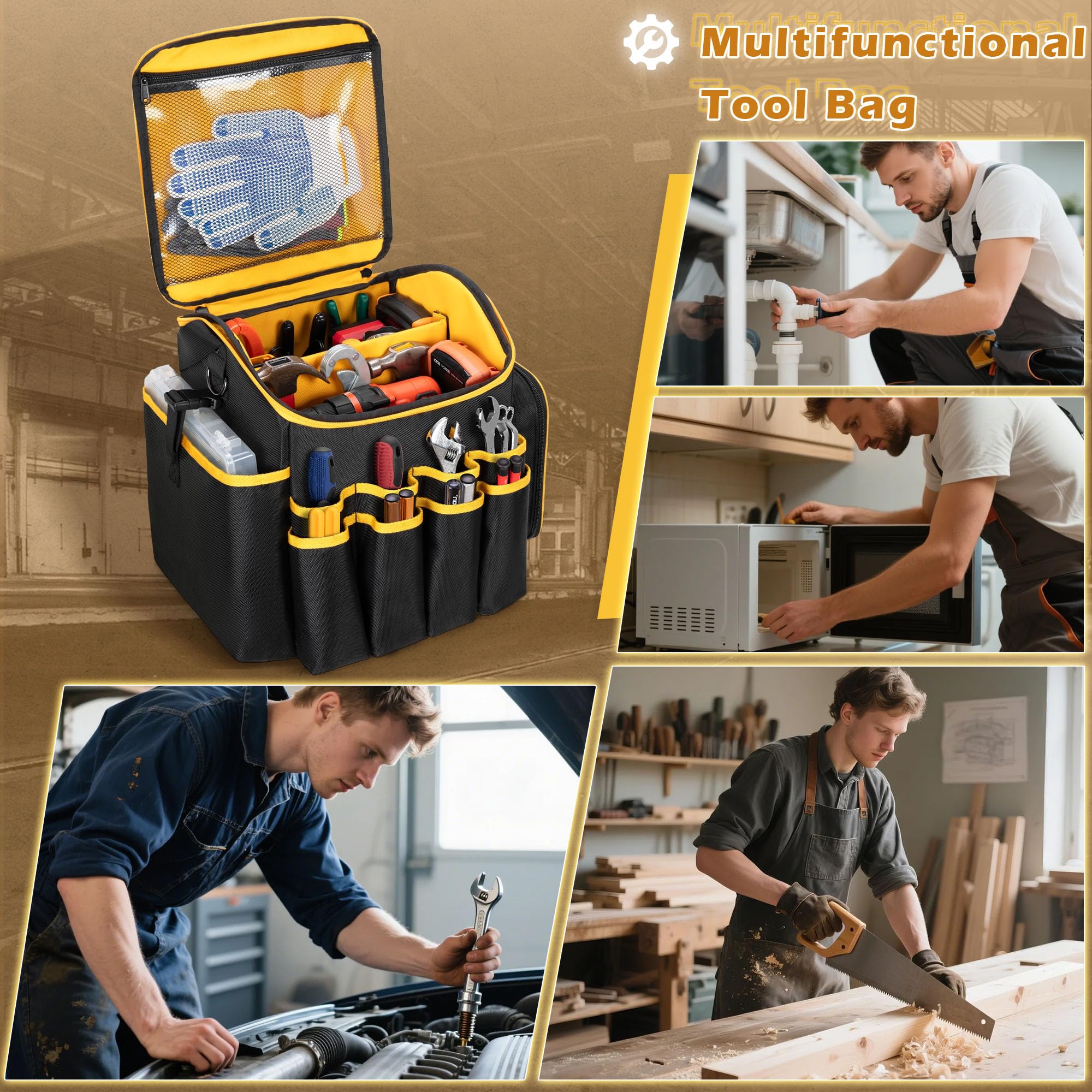 Marscamd tool bag bottom with non slip feet stays stable on uneven surfaces