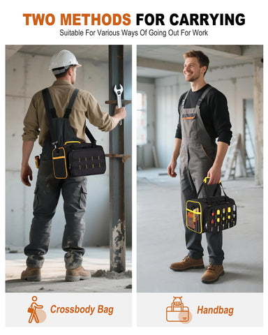Marscamd tool bag water-resistant fabric protects contents in wet conditions.