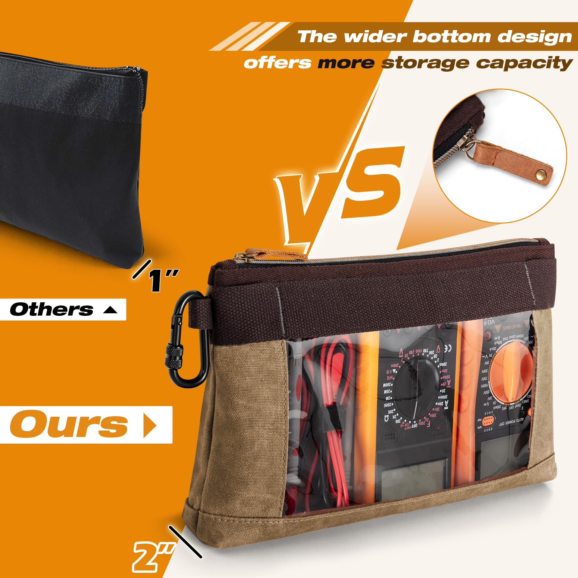 Marscamd tool pouch with carabiner attaches securely for on-site hanging